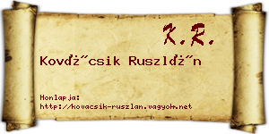 Kovácsik Ruszlán névjegykártya